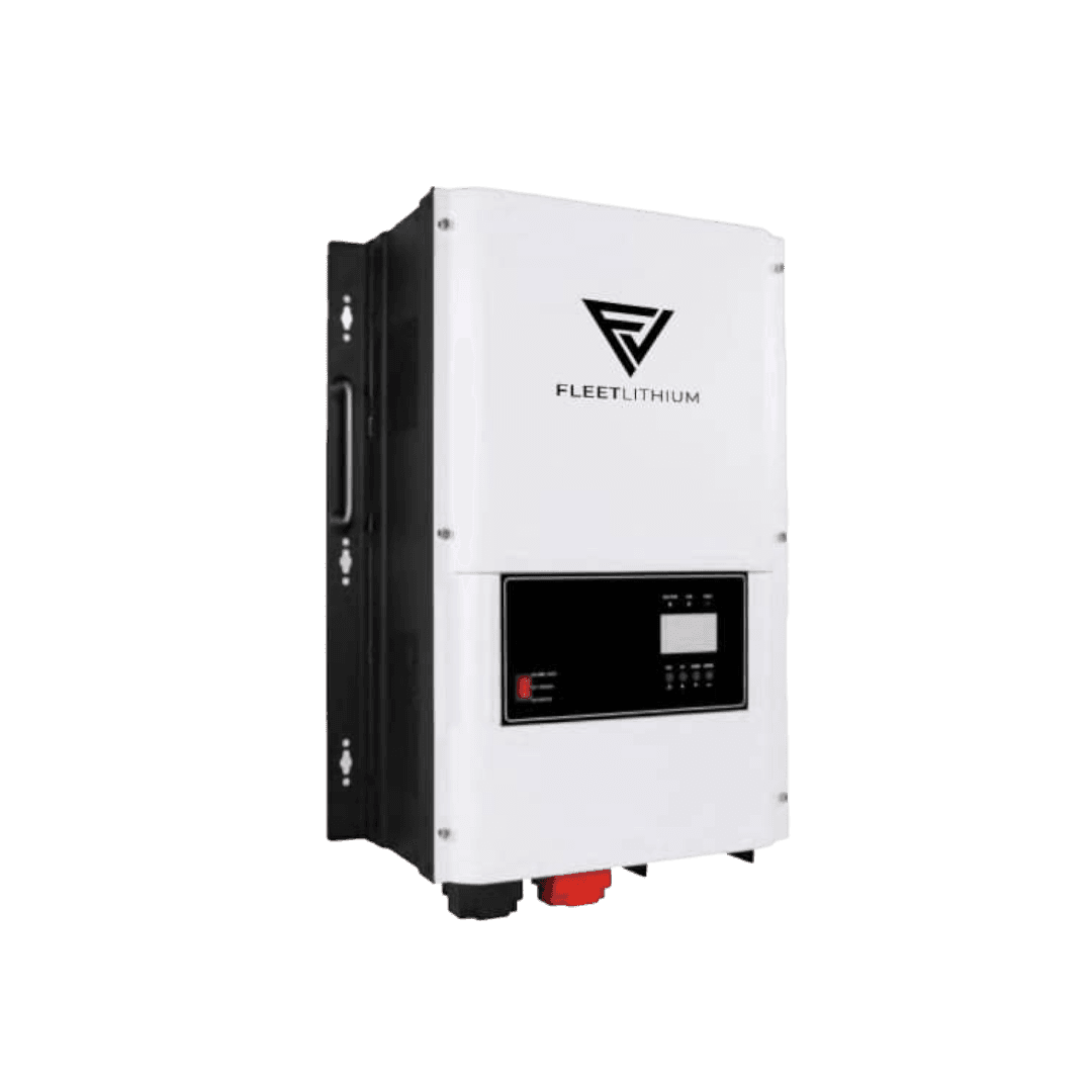 Growatt 48v Off-Grid Storage Inverter - SPF 6000T DVM-MPV Growatt, showing the front face with the Fleet Lithium logo and control panel, with a slight angle from the left