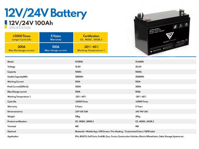 12V 100Ah Lithium Battery for Off-Grid Solar Storage and Backup Power