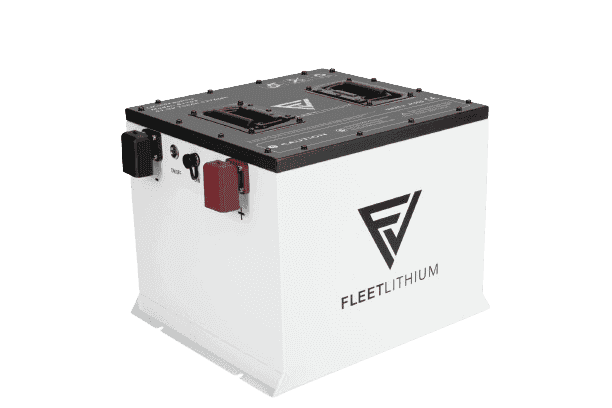 Fleet Lithium 51 Volt Fleet Lithium 105AH w/ NexGen BMS - Bundle, showing the top and side of the battery with all ports and the Fleet Lithium logo.