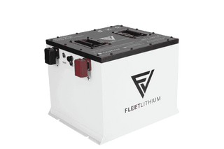 Fleet Lithium 51 Volt Fleet Lithium 105AH w/ NexGen BMS - Bundle, showing the top and side of the battery with all ports and the Fleet Lithium logo.