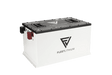 Fleet Lithium 76.8V 105Ah Fleet Lithium Battery — NexGen BMS, showing the white case and black top with red and black terminals on the side.