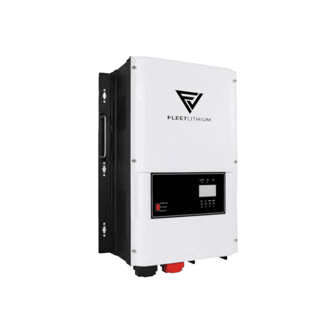 Growatt 48v Off-Grid Storage Inverter - SPF 6000T DVM-MPV Growatt, showing the front face with the Fleet Lithium logo and control panel, with a slight angle from the left