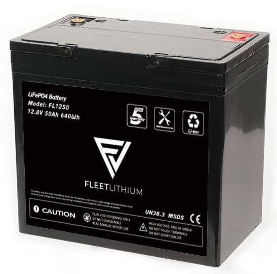 12V 50 AH Fleet Lithium Marine Battery for RV, Boats, Solar