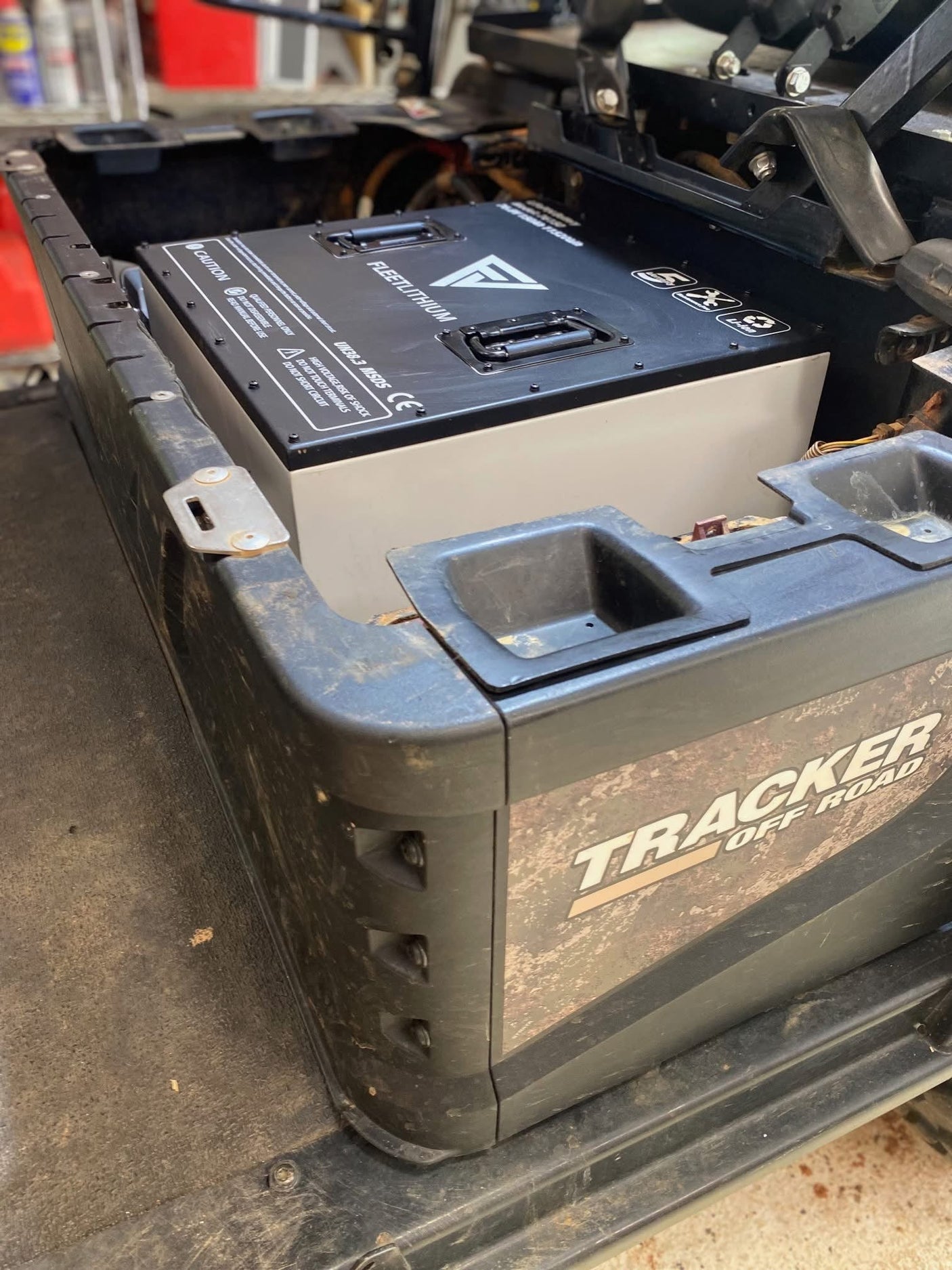 Fleet Lithium Textron / Tracker Prowler EV (2017-2021) (72V) Fleet Lithium Conversion Kit battery installed in a Tracker Off Road vehicle.