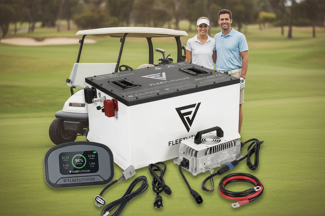 Fleet Lithium 51V 65Ah battery bundle with charger and accessories for 48V golf cart conversion