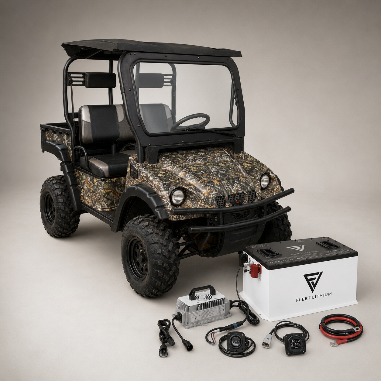 Bad Boy 1500E MTV 4x4 with Fleet Lithium 48V lithium conversion kit components