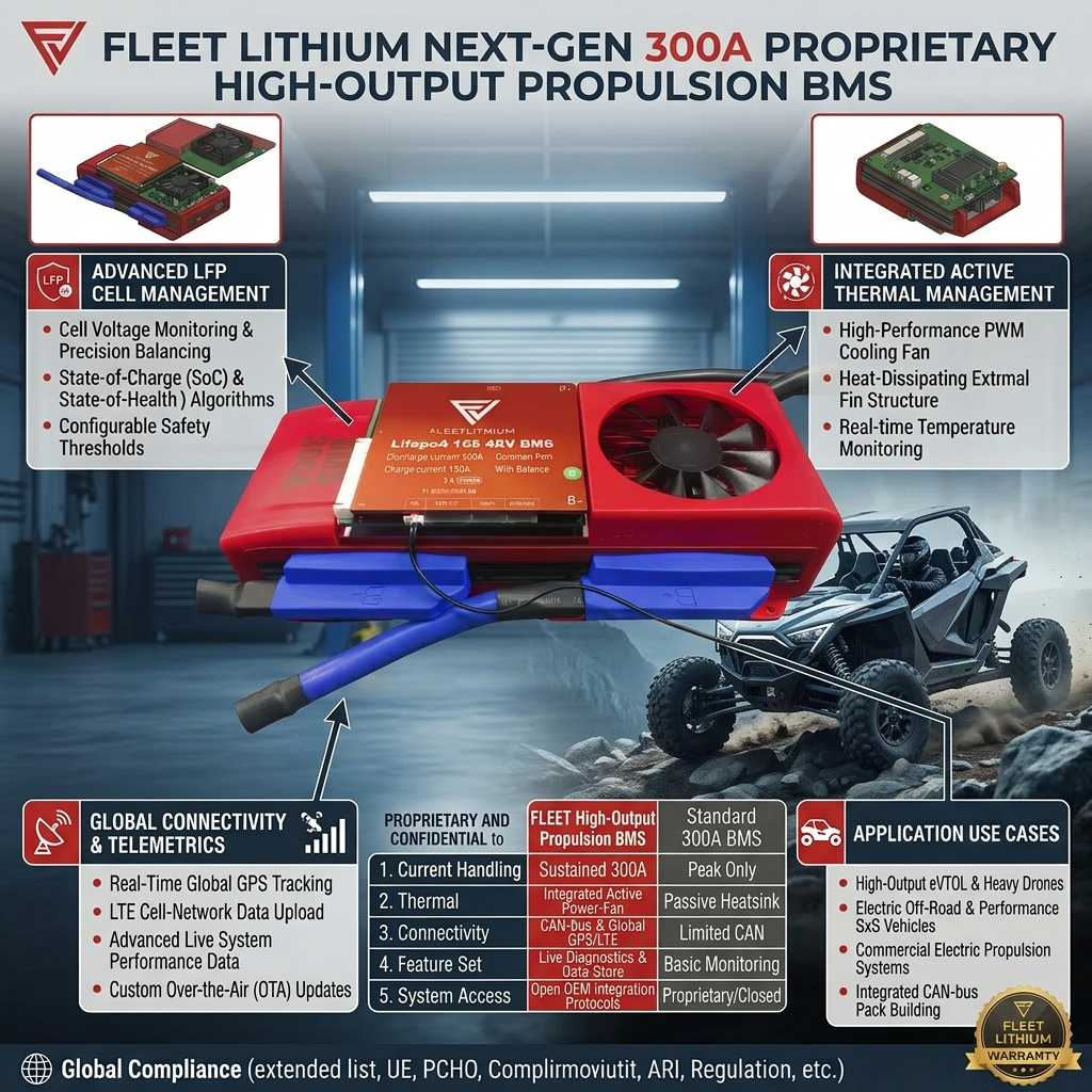 Close-up of the Fleet Lithium 48V battery connections for Bad Boy Buggies, showing secure and durable terminals