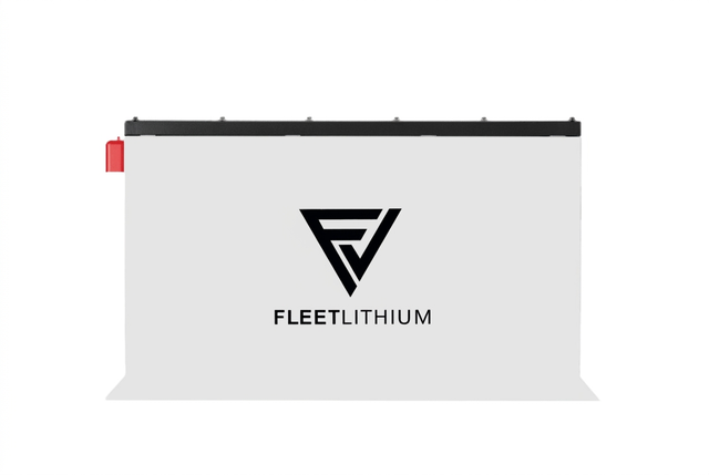 76.8V 168Ah Fleet Lithium Battery — NexGen BMS, white casing with black top, logo, and red terminal cover.