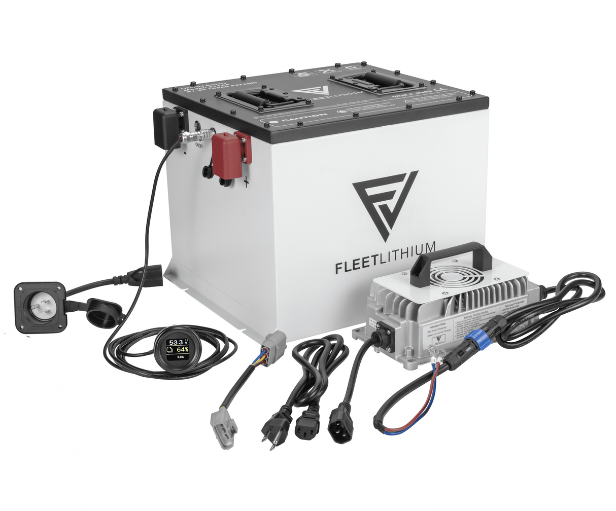 E-Z-GO Terrain 1000 2014-2016 72V Fleet Lithium Conversion Kit - 105Ah LiFePO4 battery bundle with charger, cables and mounting hardware