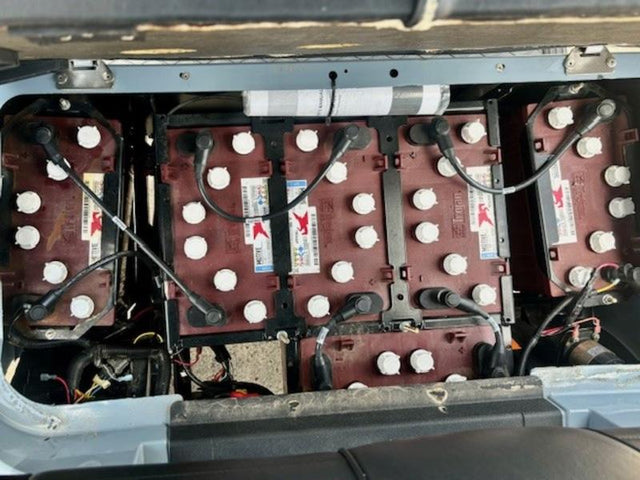 EZGO Express S4 (2020-2022) 72V Lithium Battery Conversion Kit — Fleet Lithium - factory battery tray this kit's mounting bracket is matched to