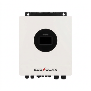 ECGSOLAX Fleet Lithium 7KW 12KW Hybrid Solar Inverter 48V 110V 240V Split Phase Pure Sine Wave Inverter With MPPT 120A 20A Solar Charger — ECGSOLAX Fleet Lithium 7KW 12KW Hybrid Solar Inverter 48V 110V 240V Split Phase Pure Sine Wave Inverter MPPT 120A 20A Solar Charger, white unit with black display.