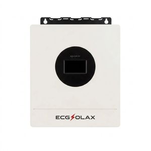 ECGSOLAX Fleet Lithium 7KW 12KW Hybrid Solar Inverter 48V 110V 240V Split Phase Pure Sine Wave Inverter With MPPT 120A 20A Solar Charger, white unit with black display panel.