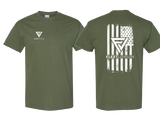 Military Green Men's Fleet Lithium T-Shirt White Logo Print