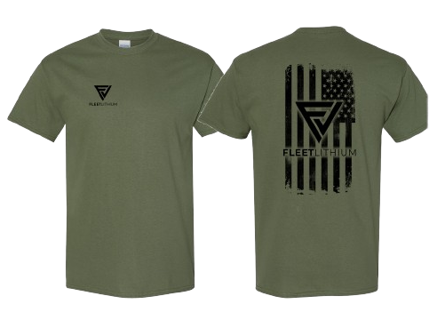 Military Green Men's Fleet Lithium T-Shirt Black Logo Print